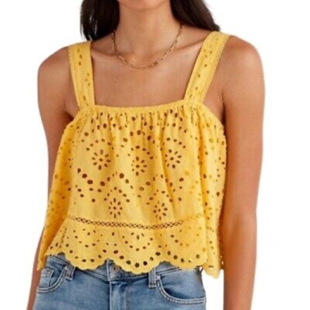 7 For All Mankind Dandelion Yellow Eyelet Tank Top Size XS Cotton 7FAM Spring
